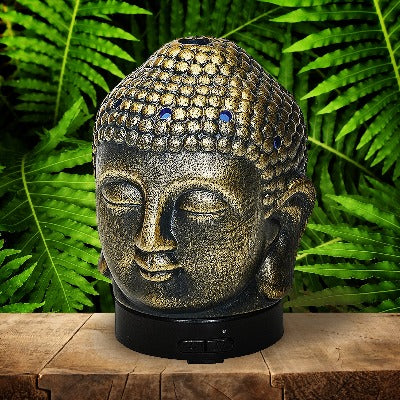 BUDDHA HEAD BRONZE CERAMIC DIFFUSER - Essentially You Oils - Ottawa Canada