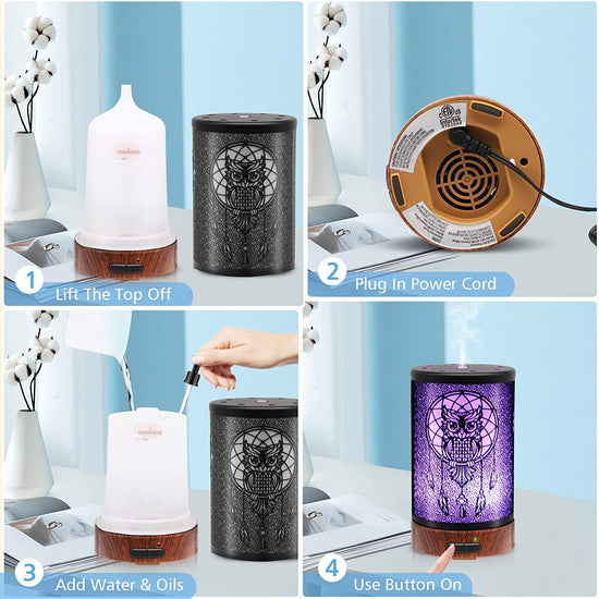 OWL DREAM CATCHER METAL DIFFUSER - Essentially You Oils - Ottawa Canada